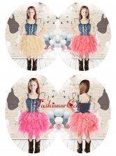 Pretty Straps Knee Length Ruffles Little Girl Dress for Wedding Party  LTG234FOR 