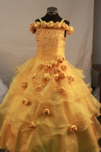 Romantic Ball gown Strap Floor-length Flower Girl Pageant Dresses Style FA-C-117