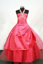 Sweet Ball gown Halter Top Neck Floor-length Flower Girl Dresses Style FA-C-133