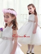 Wonderful Scoop White Flower Girl Dresses with Beading FGL244FOR