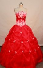  Perfect ball gown strapless floor-length appliques red quinceanera dress FA-X-021
