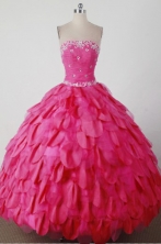 Beautiful Ball Gown Strapless Floor-length Hot Pink Quincenera Dresses TD260014