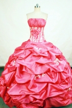 Discount Ball Gown Strapless Floor-length Appliques Quinceanera Dresses Style FA-W-408