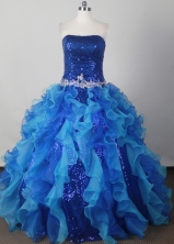 Elegant Ball Gown Strapless Floor-length Blue Quinceanera Dress LJ2617