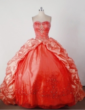 Exclusive Ball Gown Sweetheart Brush Orange Red Quincenera Dresses TD26008