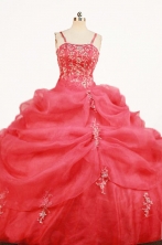 Gorgeous Ball Gown Strap Floor-length Red Organza Quinceanera Dresses Style FA-W-357 