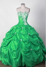 Lovely Ball Gown Sweetheart Floor-length Green Quincenera Dresses TD260010