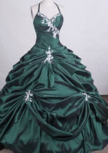 Luxurious Ball gown Halter top Floor-length Quinceanera Dresses Appliques Style FA-Z-0026