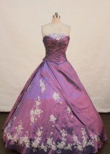 Modest Ball gown Strapless Floor-length Quinceanera Dresses Appliques Style FA-Z-0079