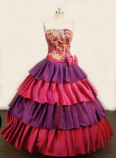 Pretty A-line Strapless Knee-length Quinceanera Dresses Appliques with Beading Style FA-Z-0090 