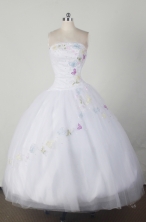 Simple Ball Gown Strapless Floor-length White Quincenera Dresses TD260045