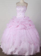 Sweet Ball Gown Strapless Floor-length Pink Quincenera Dresses TD260043