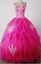 Sweet Ball Gown Sweetheart Floor-length Hot Pink Quincenera Dresses TD260021