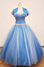  Beautiful Ball gown Strap Floor-length Tulle Blue Quinceanera Dresses Style FA-W-154