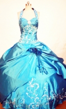 Exclusive Ball Gown Halter top Floor-length Quinceanera Dresses Appliques Style FA-Z-0296
