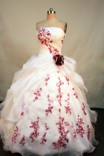 Fashionable Ball Gown Strapless Floor-Length White Appliques Quinceanera Dresses Style FA-S-167
