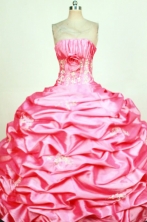 Modest Ball Gown Strapless Floor-Length Red Beading and Appliques Quinceanera Dresses Style FA-S-388