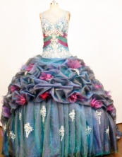 Popular Ball Gown Straps Floor-Length Blue Beading and Appliques Quinceanera Dresses Style FA-S-384