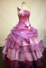 Romantic Ball Gown One Shoulder Neck Floor-Length Lavender Beading and Appliques Quinceanera Dresses Style FA-S-171