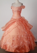 Affordable Ball Gown Off The Shoulder Floor-length Orange Quinceanera   Dress X0426016