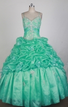 Beautful Ball Gown Straps Floor-length Teal Quinceanera Dress LZ426013