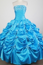 Classical Ball Gown Strapless Floor-length Baby Blue Quinceanera Dress X0426041