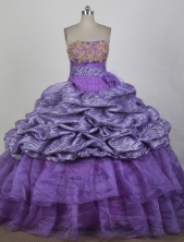 Classical Ball Gown Strapless Floor-length Purple Quinceanera Dress X0426082