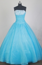 Elegant Ball Gown Strapless Floor-length Baby Blue Quinceanera Dress LZ426027