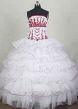 Elegant Ball Gown Strapless Floor-length White Quincenera Dresses TD260066