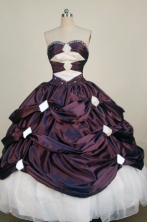 Exclusive Ball Gown Sweetheart Neck Floor-Length Burgundy Beading Quinceanera Dresses Style FA-S-250