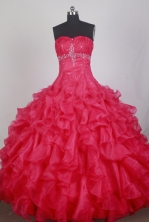 Exclusive Ball Gown Sweetheart Neck Floor-length Red Quinceanera Dress LZ426052