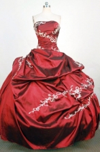 Exquisite Ball Gown Strapless Floor-Length Red Appliques Quinceanera Dresses Style FA-S-350