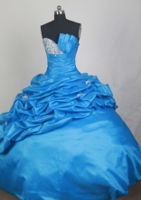 Exquisite Ball Gown Strapless Floor-length Baby Blue Quinceanera Dress LZ426038