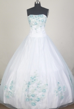 Exquisite Ball Gown Strapless Floor-length White Quinceanera Dress LZ426051
