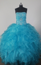 Fashionable A-line Strapless Floor-length BlueQuinceanera Dress Style X042606
