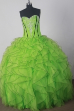 Fashionable A-line Strapless Floor-length Green Quinceanera Dress X042605