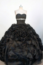 Gorgeous Ball Gown Sweetheart Neck Floor-Length Black Beading Quinceanera Dresses Style FA-S-347