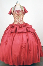 Lovely Ball Gown Strapless Floor-Length Red Appliques Quinceanera Dresses Style FA-S-221