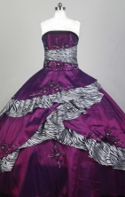 Low Price Ball Gown Strapless Floor-length Fuchsia Quinceanera Dress X0426072