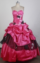 Low Price Ball Gown Strapless Floor-length Red Quinceanera Dress X0426032