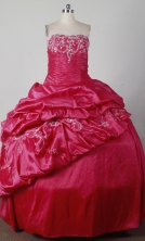 Luxurious Ball Gown Strapless Floor-length Red Quinceanera Dress X0426014