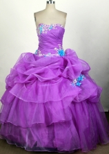 Popular Ball Gown Strapless Floor-length Lavender Quinceanera Dress Y042635