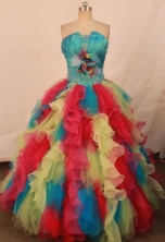 Popular ball gown strapless floor-length organza multi colors quinceanera dresses FA-X-142
