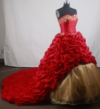 Romantic Ball Gown Strapless Floor-length Red Quinceanera Dress LZ426066
