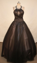 Simple Ball Gown Scoop Neck Floor-length Quinceanera Dresses  Beading Style FA-Z-0338