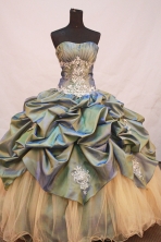 Beautiful Ball gown Sweetheart Floor-length Organza Quinceanera Dresses Appliques with Beading Style FA-Y-0082