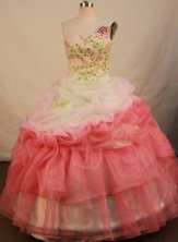 Exquisite Ball Gown One Shoulder Floor-length Waltermelon Organza Beading Quinceanera Dress Style FA-L-146