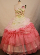 Exquisite Ball Gown One Shoulder Floor-length Waltermelon Organza Beading Quinceanera Dress Style FA-L-146