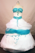 Fashionable Ball Gown Strapless Floor-length White Organza Embroidery Quinceanera Dress Style FA-L-154