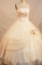 Formal Ball Gown Strapless Neck Floor-Length Champagne Quinceanera Dresses Style FA-Y-122